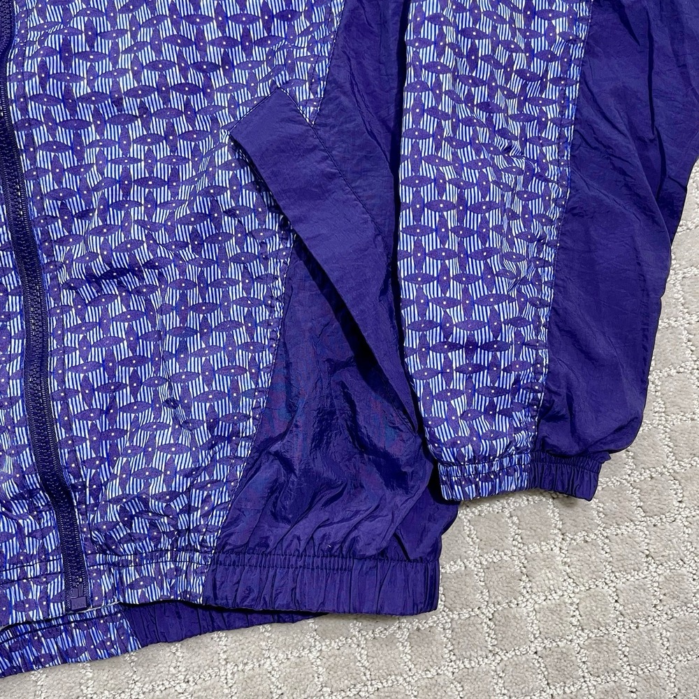 VTG 90s Nike Purple Geometric Full Zip Windbreaker Women's Large Abstract Jacket - Picture 6 of 8